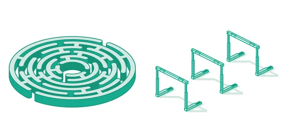 Kreis Isometrisches Labyrinth Umriss Labyrinth Lustiges Logikspiel Mit Rätsel Hindernislauf — Stockfoto