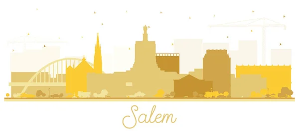 Salem Oregon City Skyline Silhouette Con Edificios Dorados Aislados Blanco — Vector de stock