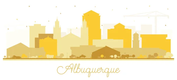 Albuquerque New México City Skyline Silhouette Con Edificios Dorados Aislados — Vector de stock