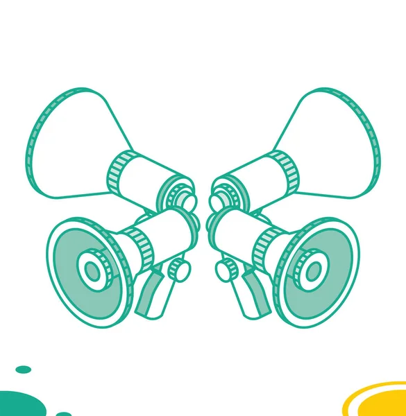 Megafon Lub Ikony Głośnikowe Horn Loudspeaker Koncepcja Izometryczna Ilustracja Wektora — Wektor stockowy