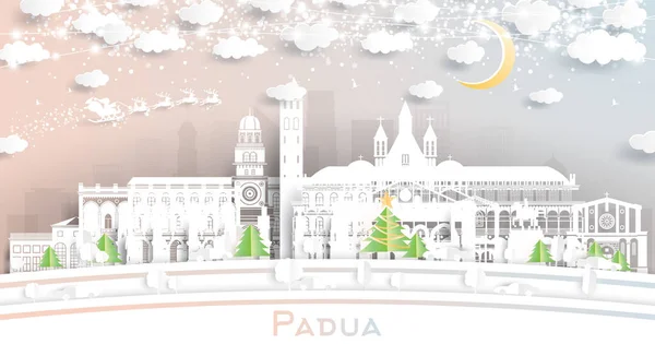 Padua Italy City Skyline Paper Cut Style Snowflakes Σελήνη Και — Διανυσματικό Αρχείο