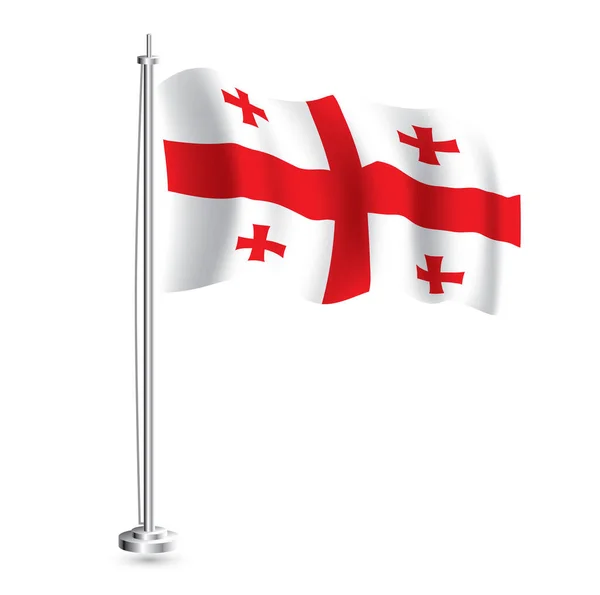 Flaga Gruzji Izolowana Flaga Fali Realistycznej Gruzji Maszcie Flagowym Ilustracja — Wektor stockowy