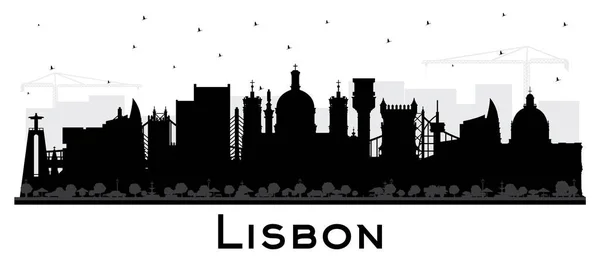 Lissabon Portugal City Skyline Silhouette Mit Schwarzen Gebäuden Isoliert Auf — Stockvektor