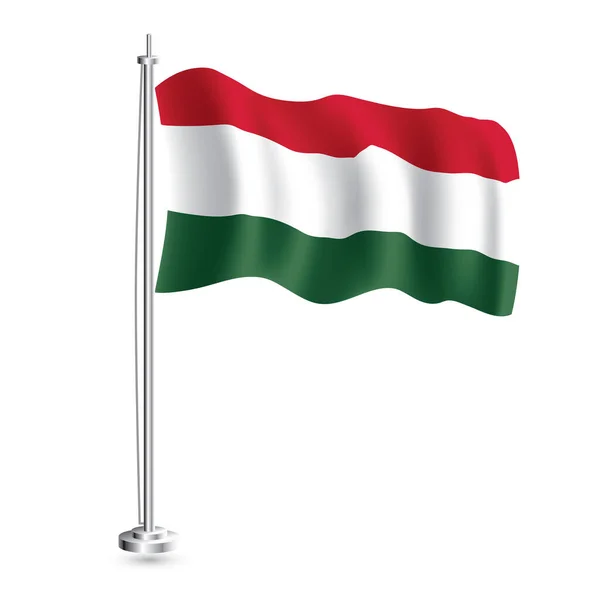 Bandera Húngara Bandera Onda Realista Aislada Hungría País Asta Bandera — Vector de stock
