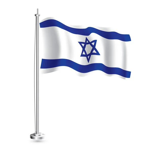 Izraelska Flaga Odizolowana Flaga Izraela Maszcie Flagowym Ilustracja Wektora — Wektor stockowy
