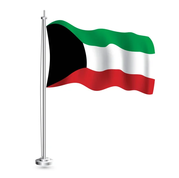 Flaga Kuwejtu Odizolowana Flaga Kraju Kuwejckiego Maszcie Flagowym Ilustracja Wektora — Wektor stockowy