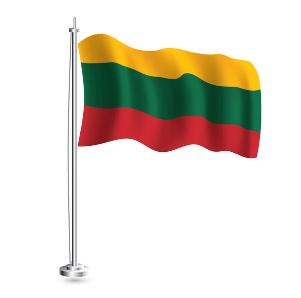 Bandera Lituania Bandera Realista Aislada Lituania País Asta Bandera Ilustración — Vector de stock