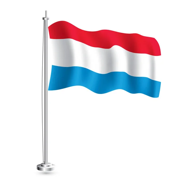 Flaga Luksemburska Izolowana Flaga Fali Realistycznej Luksemburga Maszcie Flagowym Ilustracja — Wektor stockowy