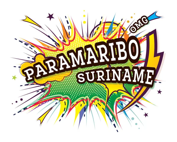 Paramaribo Suriname Comic Text Pop Art Style Isolated White Background — 스톡 벡터