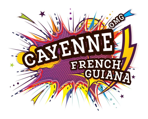 Cayenne French Guiana Comic Text Pop Art Style Isolated White — стоковий вектор