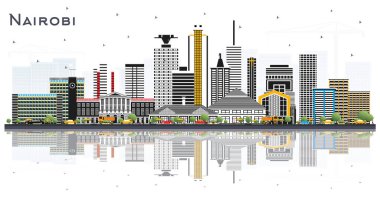 Nairobi Kenya City Skyline with Color Buildings and Reflections Isolated on White. Vector Illustration. Business Travel and Concept with Modern Architecture. Nairobi Cityscape with Landmarks. 