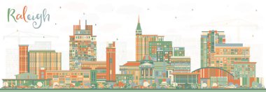 Raleigh North Carolina City Skyline with Color Buildings. Vector Illustration. Raleigh Cityscape with Landmarks. Business Travel and Tourism Concept with Modern Architecture.