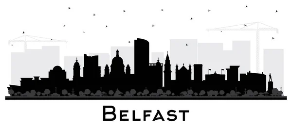 Belfast Northern Ireland City Skyline Silhouette Black Buildings Isolated White — Stock Vector