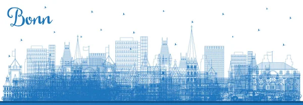 Outline Bonn Germany City Skyline Blue Buildings Vector Illustration Business — Stock Vector