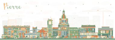 Pierre South Dakota City Skyline with Color Buildings. Vector Illustration. Pierre USA Cityscape with Landmarks. Business Travel and Tourism Concept with Modern Architecture.