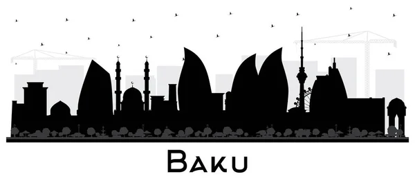 Силуэт Skyline Города Баку Черными Зданиями Изолированными Белом Векторная Иллюстрация — стоковый вектор