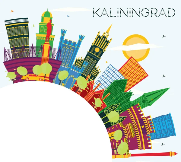 Kaliningrad Russia City Skyline Avec Bâtiments Couleur Ciel Bleu Espace — Image vectorielle