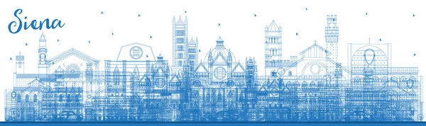 Очертания Siena Tuscany Italy City Skyline Blue Buildings Векторная Иллюстрация — стоковый вектор