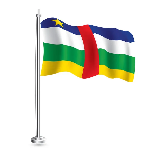 Flaga Republiki Środkowoafrykańskiej Odizolowana Flaga Republiki Środkowoafrykańskiej Maszcie Flagowym Ilustracja — Wektor stockowy