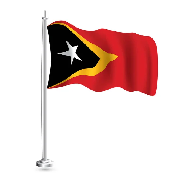 Флаг Восточного Тимора Изолированный Реалистичный Флаг Восточно Тиморской Страны Флагштоке — стоковый вектор