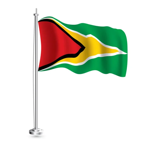Guyana Flag Isolated Realistic Wave Flag Guyana Country Flagpole Vector — Stock Vector