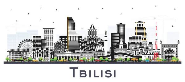 Tiflis Georgia City Skyline Con Edificios Color Aislados Blanco Ilustración — Vector de stock