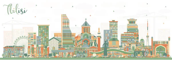 Тбилиси Грузия Сити Скайлайн Цветными Зданиями Векторная Иллюстрация Тбилисский Городской — стоковый вектор