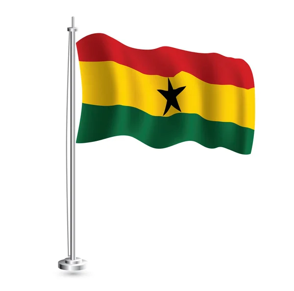 Флаг Ганы Изолированный Реалистичный Флаг Ганы Флагштоке Векторная Миграция — стоковый вектор
