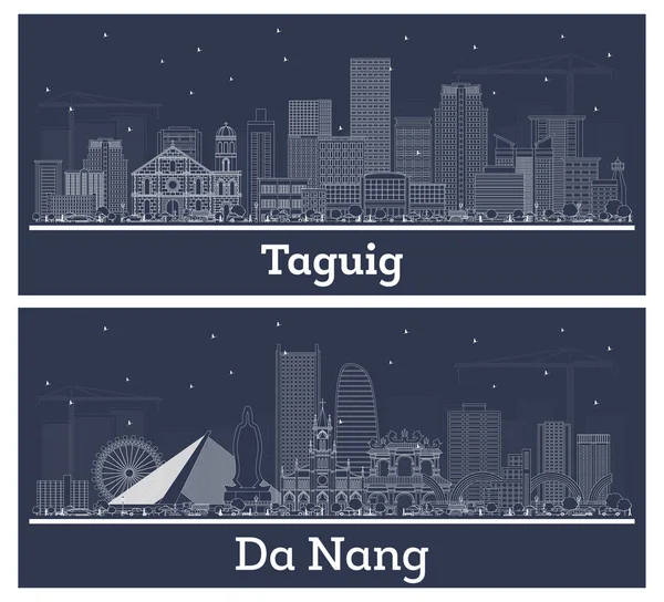 Outline Nang Vietnam Taguig Philippines City Skyline Set White Buildings — Stock Photo, Image