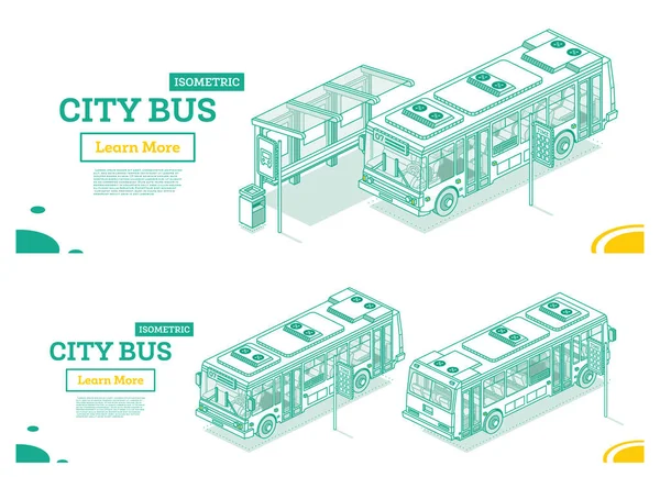 City Bus Bus Stop Conceito Esboço Isométrico Elemento Design Para — Fotografia de Stock