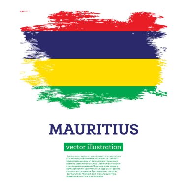 Fırça darbeleriyle Mauritius Bayrağı. Vektör İllüstrasyonu. Bağımsızlık Günü.