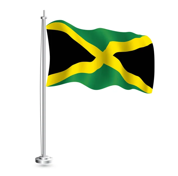 Ямайский Флаг Изолированный Реалистичный Флаг Ямайки Флагштоке Векторная Миграция — стоковый вектор