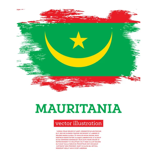 Mauritania Flag Brush Strokes Vector Illustration Independence Day — Stock Vector