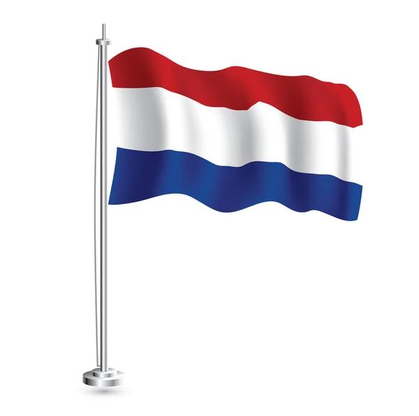 네덜란드 플래그 Flagpole 네덜란드의 리얼리즘 웨이브 플래그이다 사기적 — 스톡 벡터