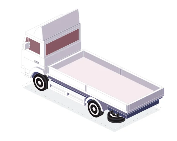 Camion Carico Isometrico Trasporto Commerciale Logistica City Object Infographics Illustrazione — Vettoriale Stock