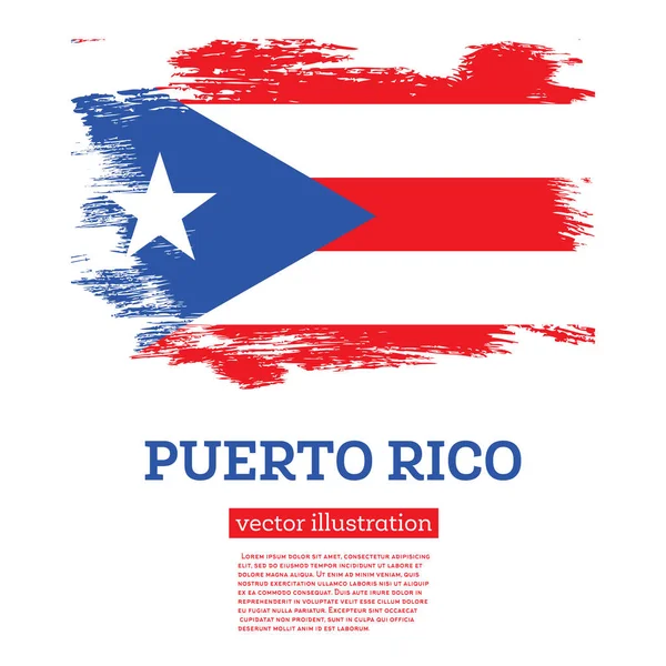 Bandera Puerto Rico Con Pinceladas Ilustración Vectorial Día Independencia — Archivo Imágenes Vectoriales