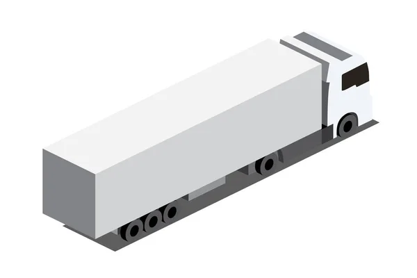 Transporte Isométrico Camiones Carga Blanca Aislado Blanco Vista Trasera Ilustración — Vector de stock