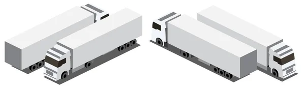 Izometryczny Biały Ładunek Ciężarówki Transportowej Izolowane Białym Przodu Tyłu Ilustracja — Wektor stockowy