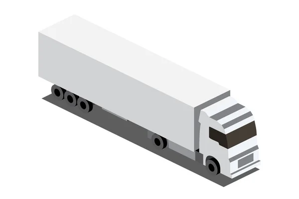 Transporte Isométrico Camiones Carga Blanca Aislado Blanco Ilustración Vectorial Vehículo — Archivo Imágenes Vectoriales