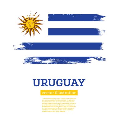 Fırça darbeleriyle Uruguay Bayrağı. Vektör İllüstrasyonu. Bağımsızlık Günü.