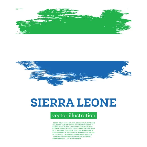 Sierra Leone Vlag Met Brush Strokes Vector Illustratie Onafhankelijkheidsdag — Stockvector