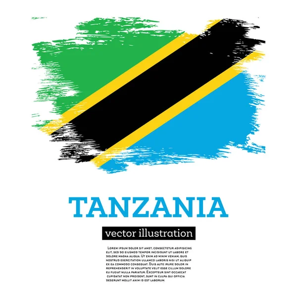Tanzania Flag Brush Strokes Vector Illustration Independence Day — Stock Vector
