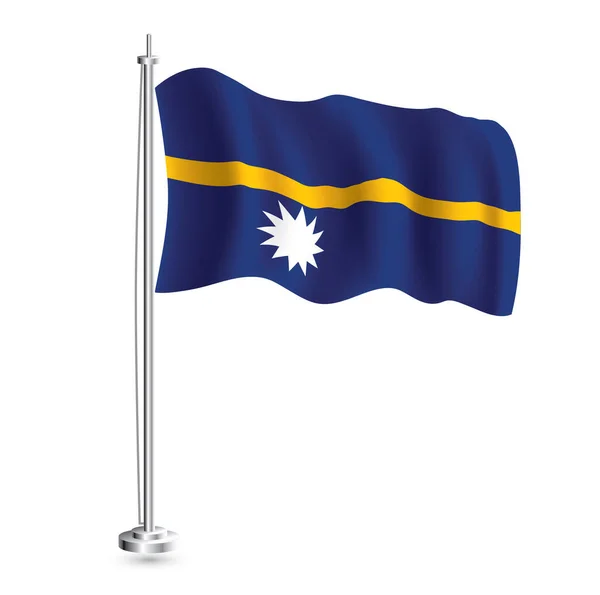 Bandera Nauru Bandera Onda Realista Aislada Del País Nauru Asta — Archivo Imágenes Vectoriales