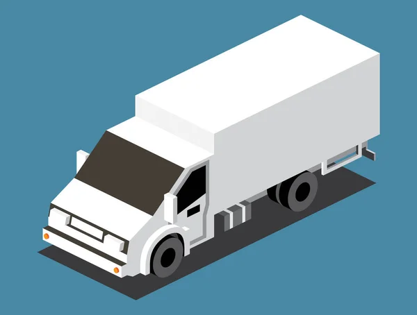 Camion Carico Isometrico Trasporto Commerciale Logistica City Object Infographics Illustrazione — Vettoriale Stock