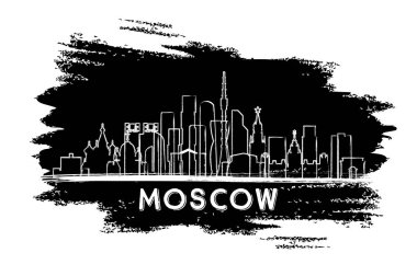 Moskova Rusya Şehri Skyline Silueti. El çizimi çizimi. Tarihi Mimariyle İş Seyahati ve Turizm Konsepti. Vektör İllüstrasyonu. Tarihi Simgelere sahip Moskova Şehri.