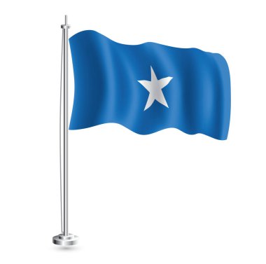 Somali Bayrağı. Bayrak direğindeki Somali Bölgesi Gerçekçi Dalga Bayrağı. Vektör İllüstrasyonu.