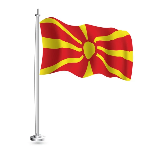 North Macedonia Flag Isolated Realistic Wave Flag North Macedonia Country — Stock Vector