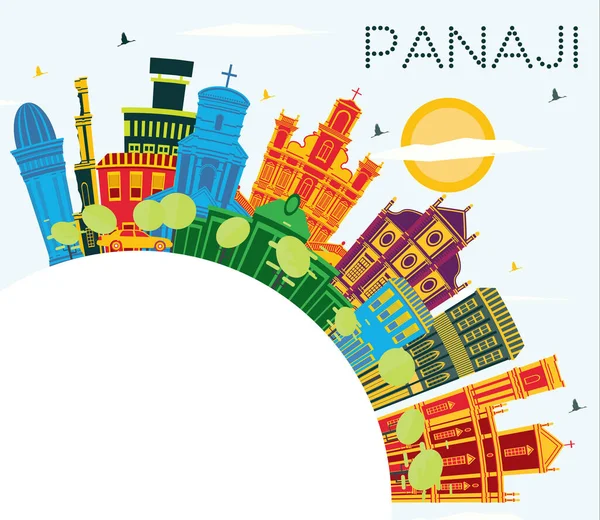 Panaji India City Skyline Avec Bâtiments Couleur Ciel Bleu Espace — Image vectorielle