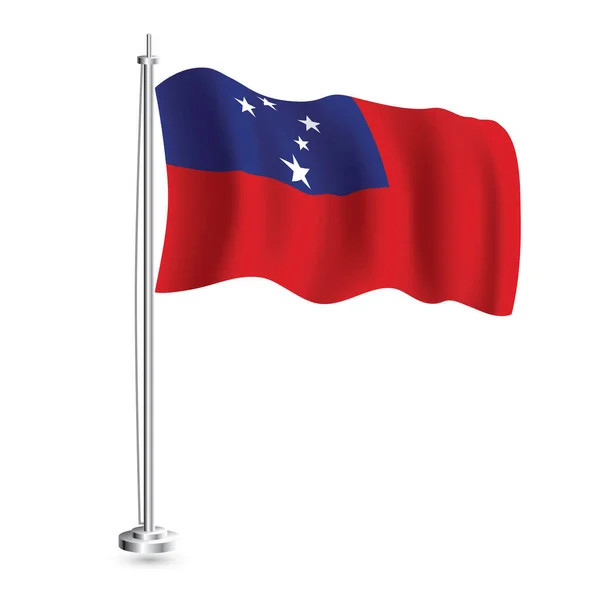Bandera Samoa Bandera Onda Realista Aislada Del País Samoa Asta — Archivo Imágenes Vectoriales