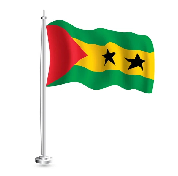 Sao Tome Principe Flag Isolated Realistic Wave Flag Sao Tome — Stock Vector